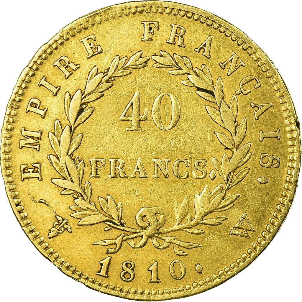 Munten, Frankrijk, Napoléon I, 40 Francs, 1810, Lille, ZF, Goud, KM:696.6