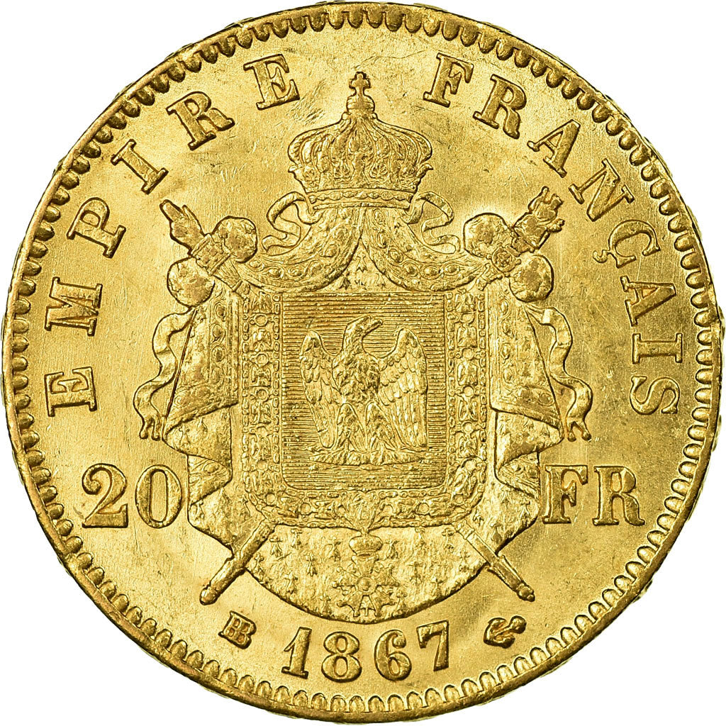 Monnaie, France, Napoléon III, 20 Francs, 1867, Strasbourg, SUP, Or