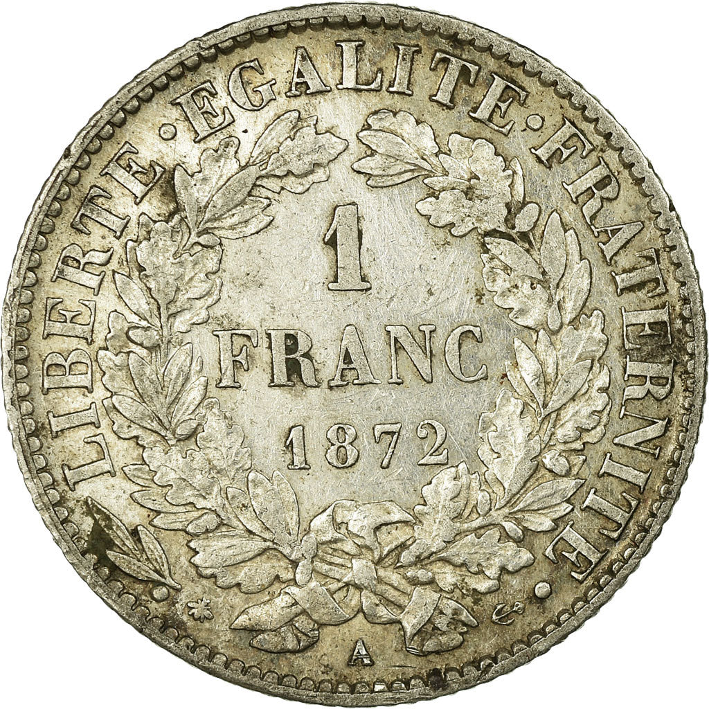 Coin, France, Cérès, Franc, 1872, Paris, AU(50-53), Silver, KM:822.1