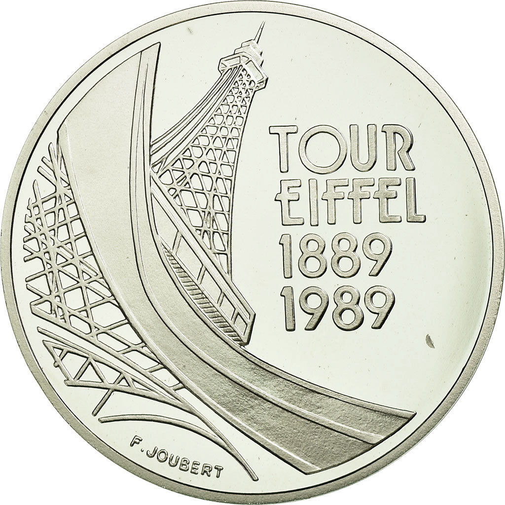 Coin, France, Tour Eiffel, 5 Francs, 1989, MS(65-70), Silver, KM:968a