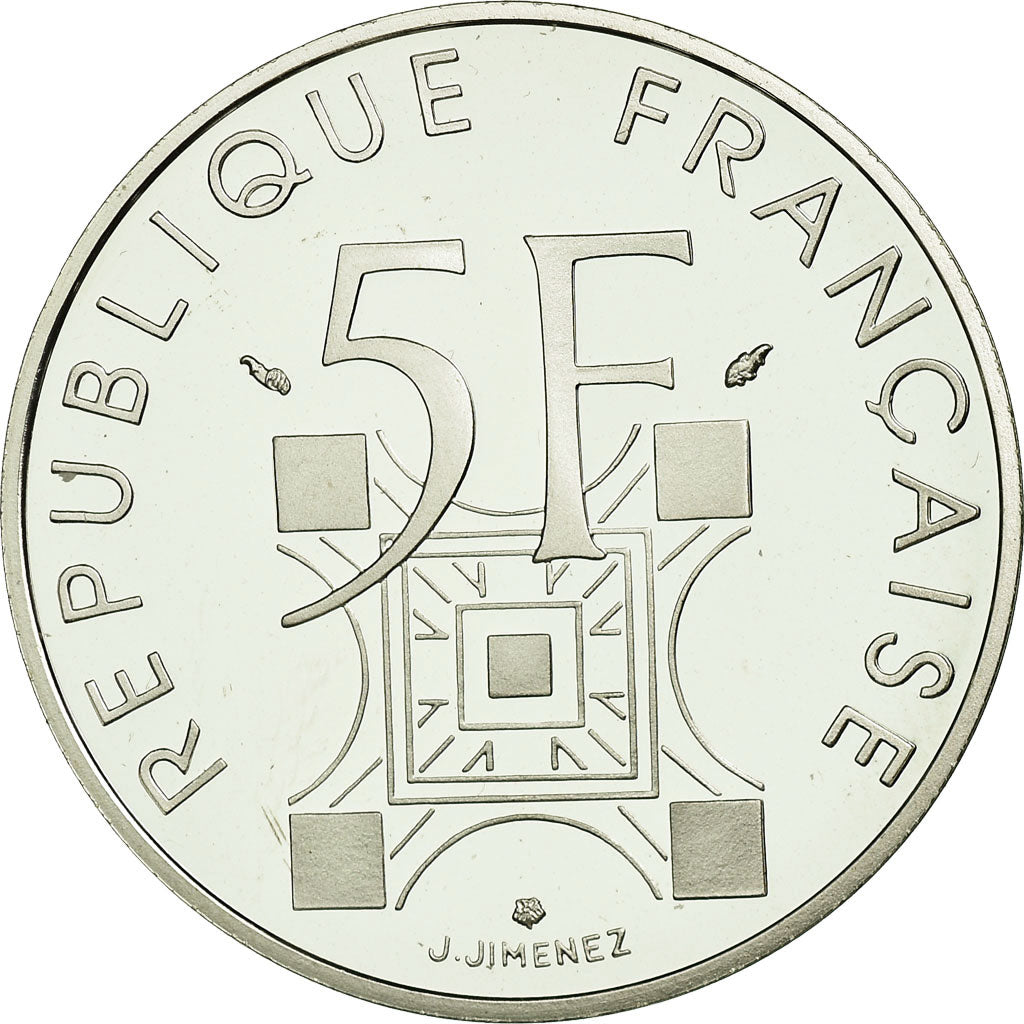 Coin, France, Tour Eiffel, 5 Francs, 1989, MS(65-70), Silver, KM:968a