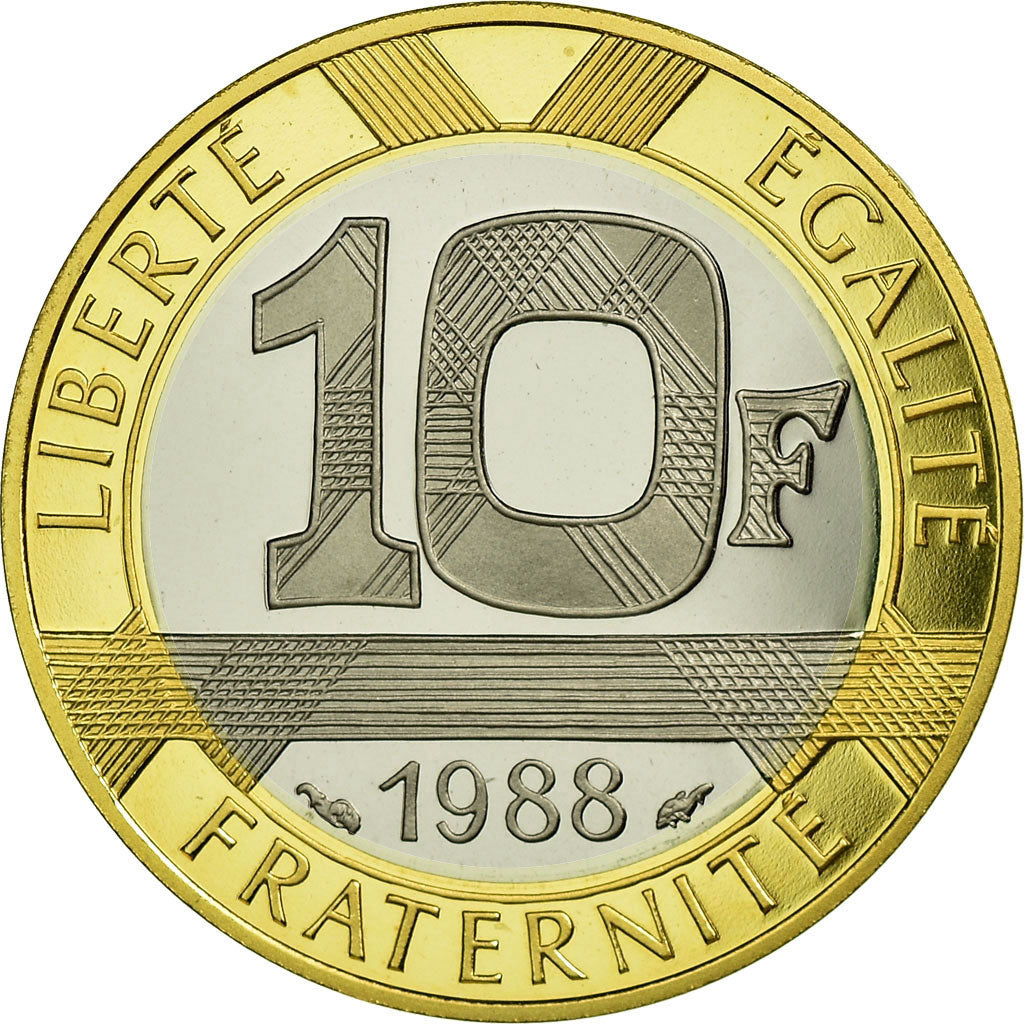 Moneta, Francja, Génie, 10 Francs, 1988, BE, MS(65-70), Złoto, Gadoury:827
