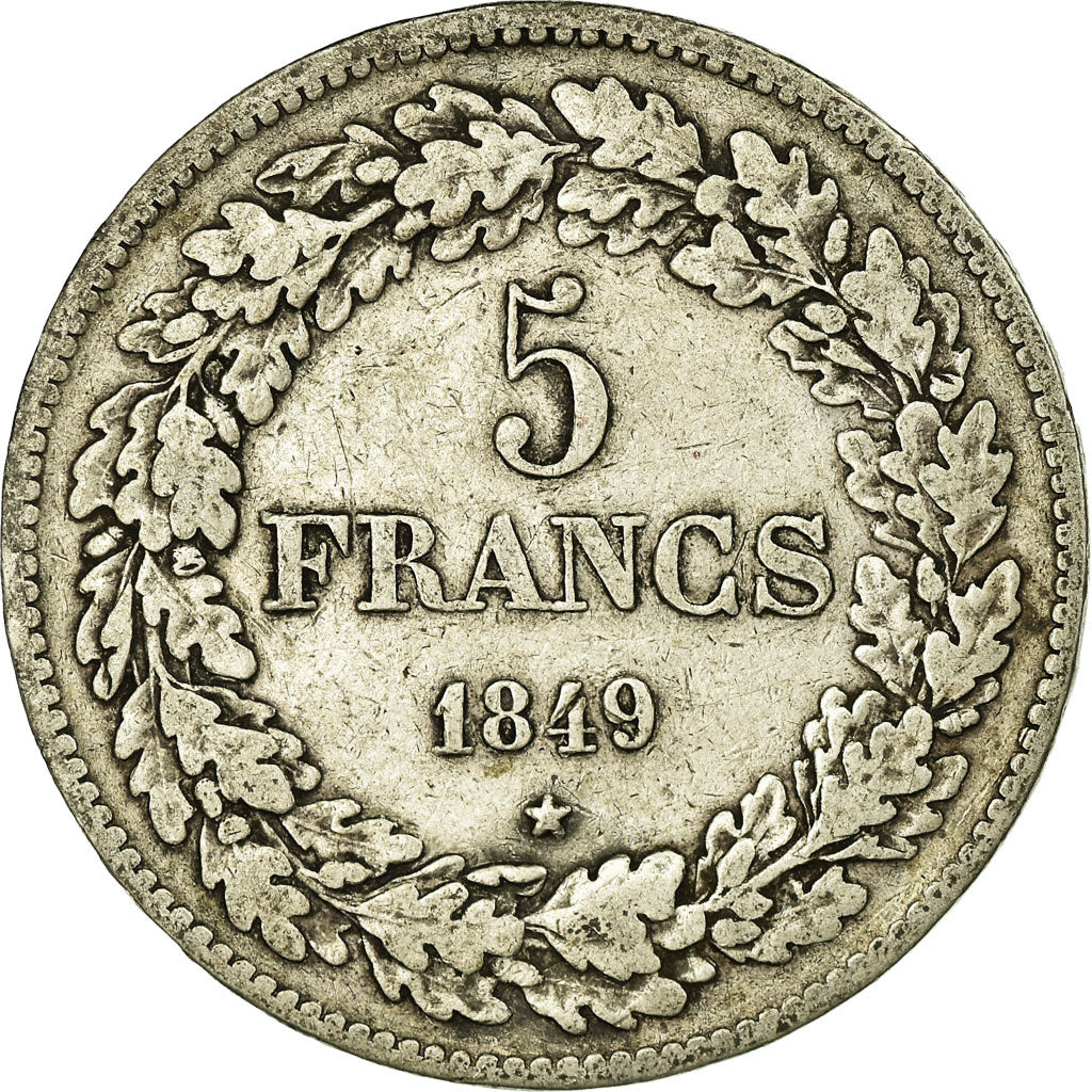 Moneta, Belgio, Leopold I, 5 Francs, 5 Frank, 1849, MB+, Argento, KM:3.2