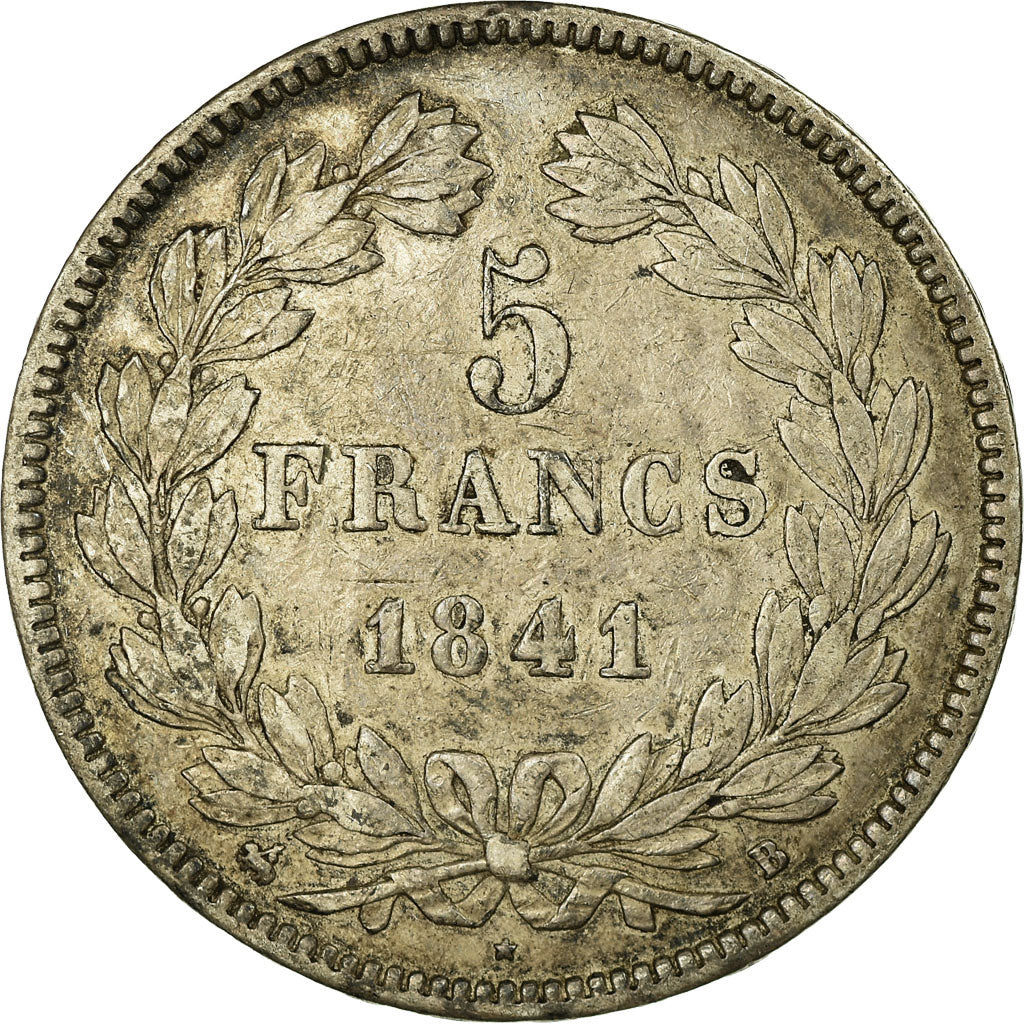 Coin, France, Louis-Philippe, 5 Francs, 1841, Rouen, EF(40-45), Silver