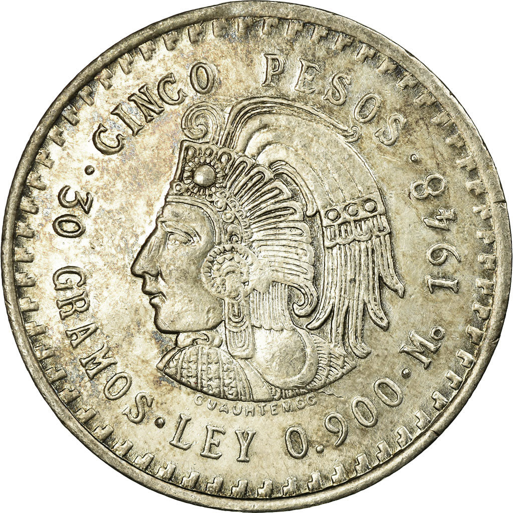 Moneta, Messico, 5 Pesos, 1948, Mexico City, BB+, Argento, KM:465