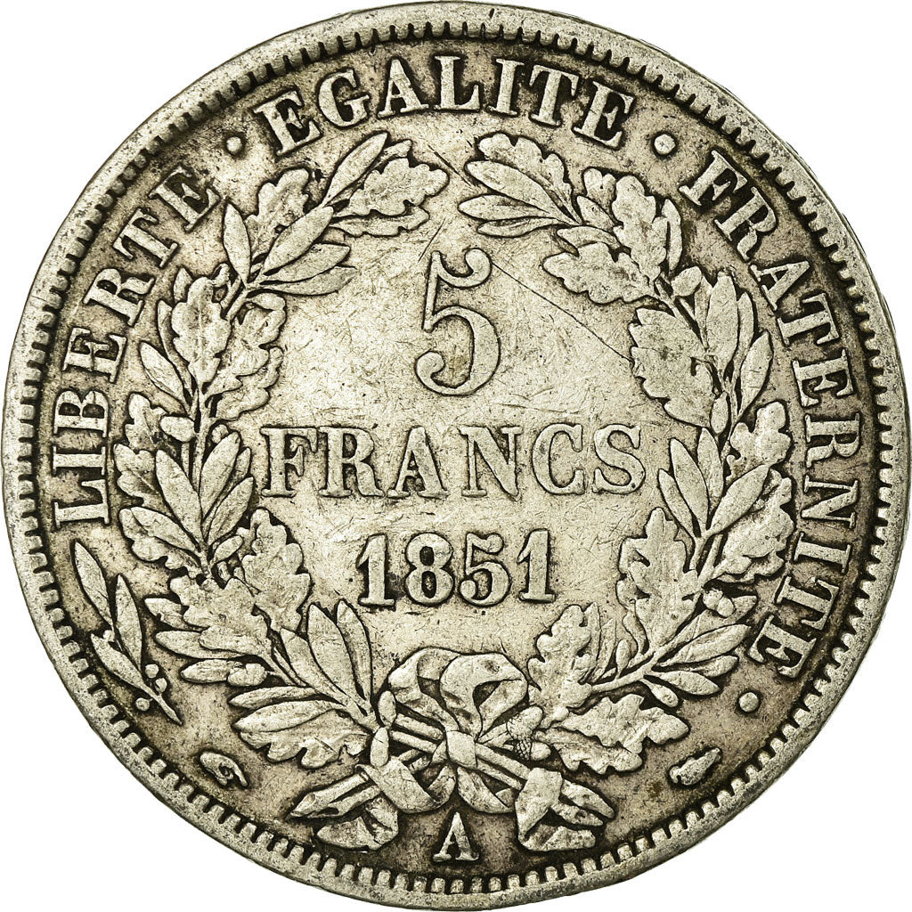 Coin, France, Cérès, 5 Francs, 1851, Paris, VF(30-35), Silver, KM:761.1
