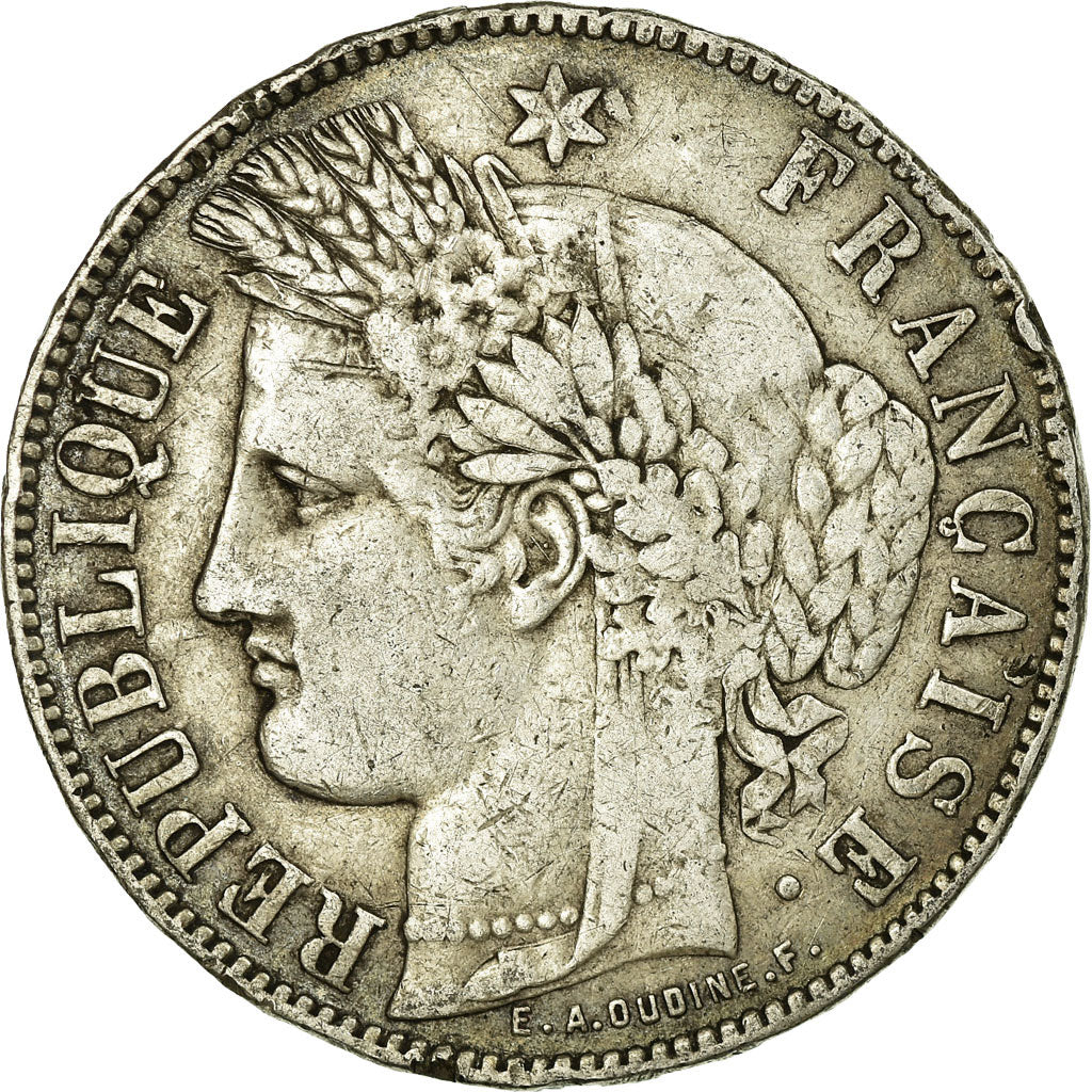 Coin, France, Cérès, 5 Francs, 1871, Bordeaux, VF(20-25), Silver, KM:818.2