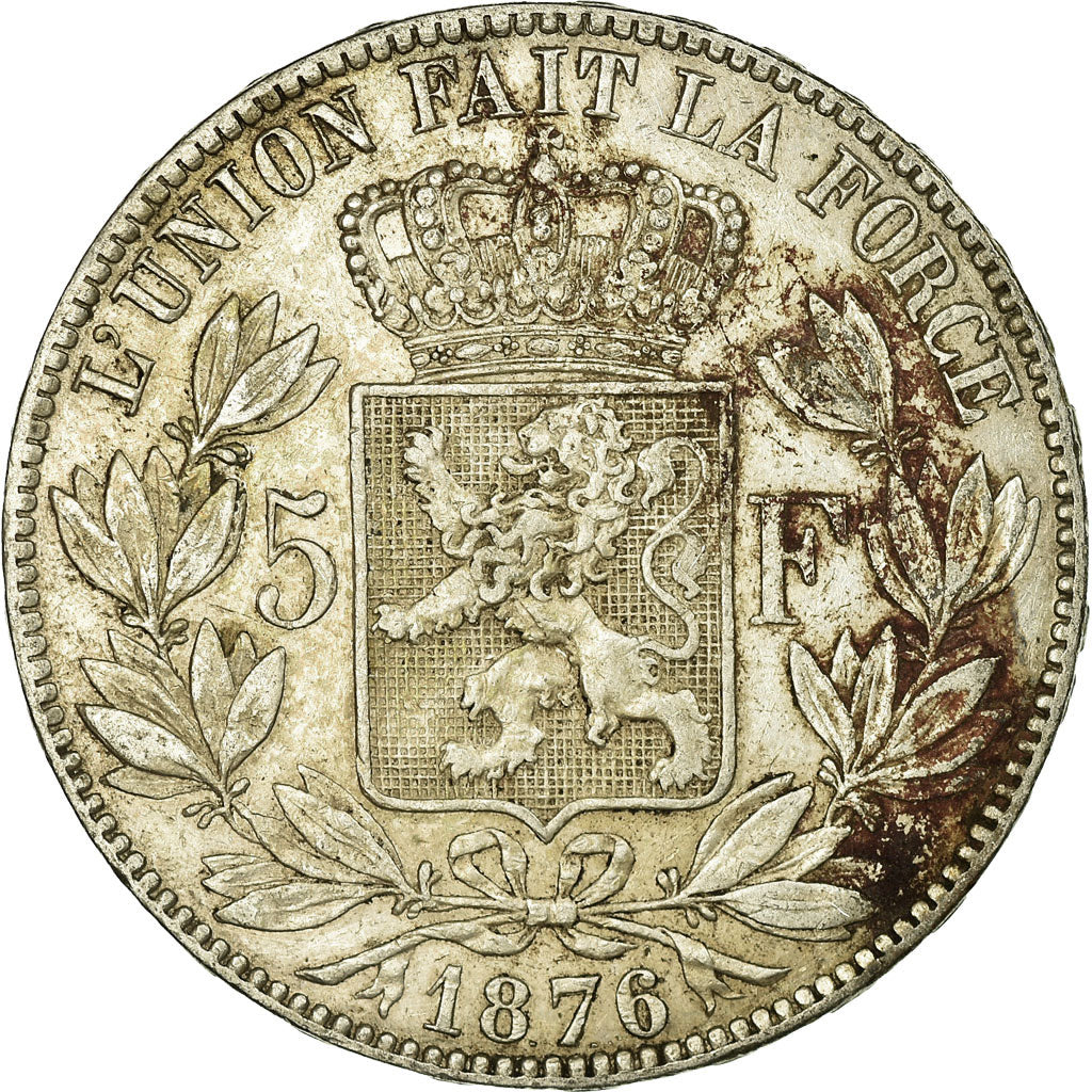 Coin, Belgium, Leopold II, 5 Francs, 5 Frank, 1876, EF(40-45), Silver, KM:24