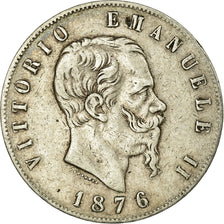 Moneta, Italia, Vittorio Emanuele II, 5 Lire, 1876, Rome, MB+, Argento, KM:8.4