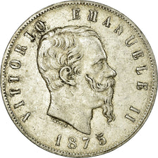 Coin, Italy, Vittorio Emanuele II, 5 Lire, 1875, Milan, EF(40-45), Silver