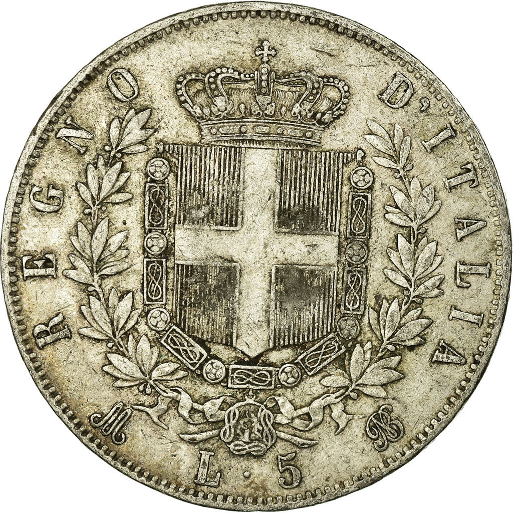 Coin, Italy, Vittorio Emanuele II, 5 Lire, 1872, Milan, VF(30-35), Silver