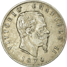 Monnaie, Italie, Vittorio Emanuele II, 5 Lire, 1870, Milan, TTB, Argent, KM:8.3
