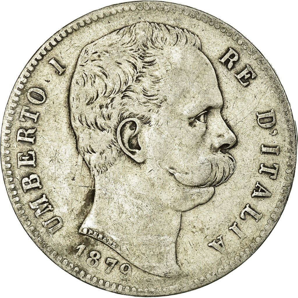 Coin, Italy, Umberto I, 5 Lire, 1879, Rome, VF(30-35), Silver, KM:20