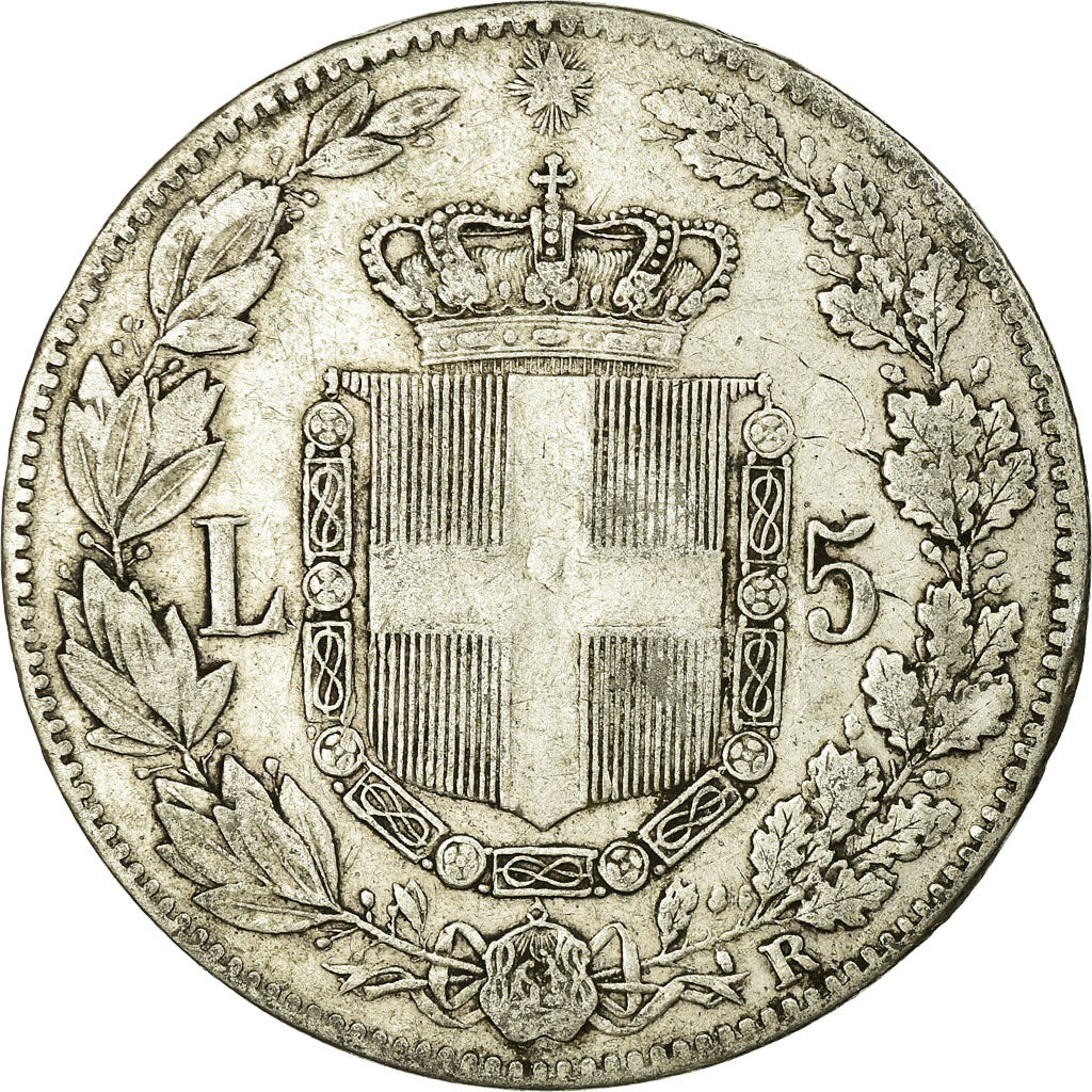 Coin, Italy, Umberto I, 5 Lire, 1879, Rome, VF(30-35), Silver, KM:20