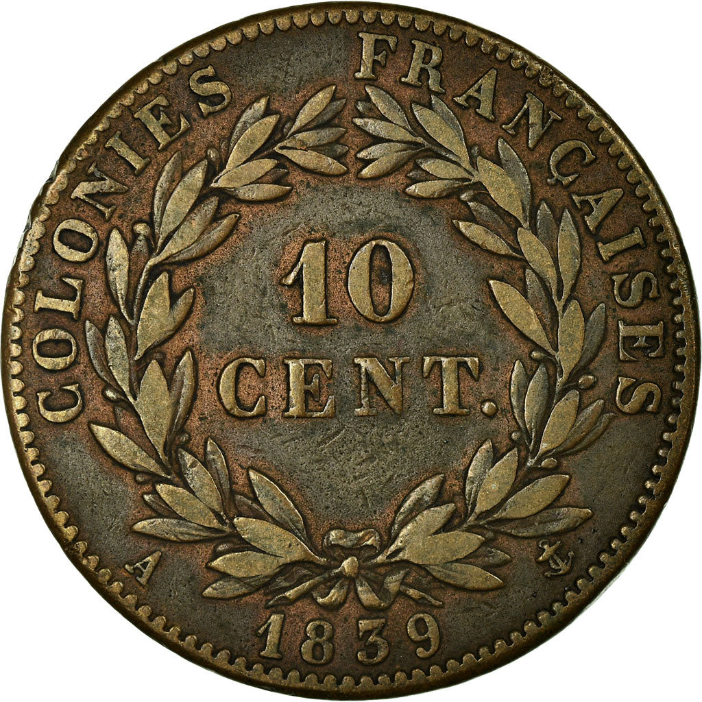 Coin, FRENCH COLONIES, Louis - Philippe, 10 Centimes, 1839, Paris, VF(30-35)