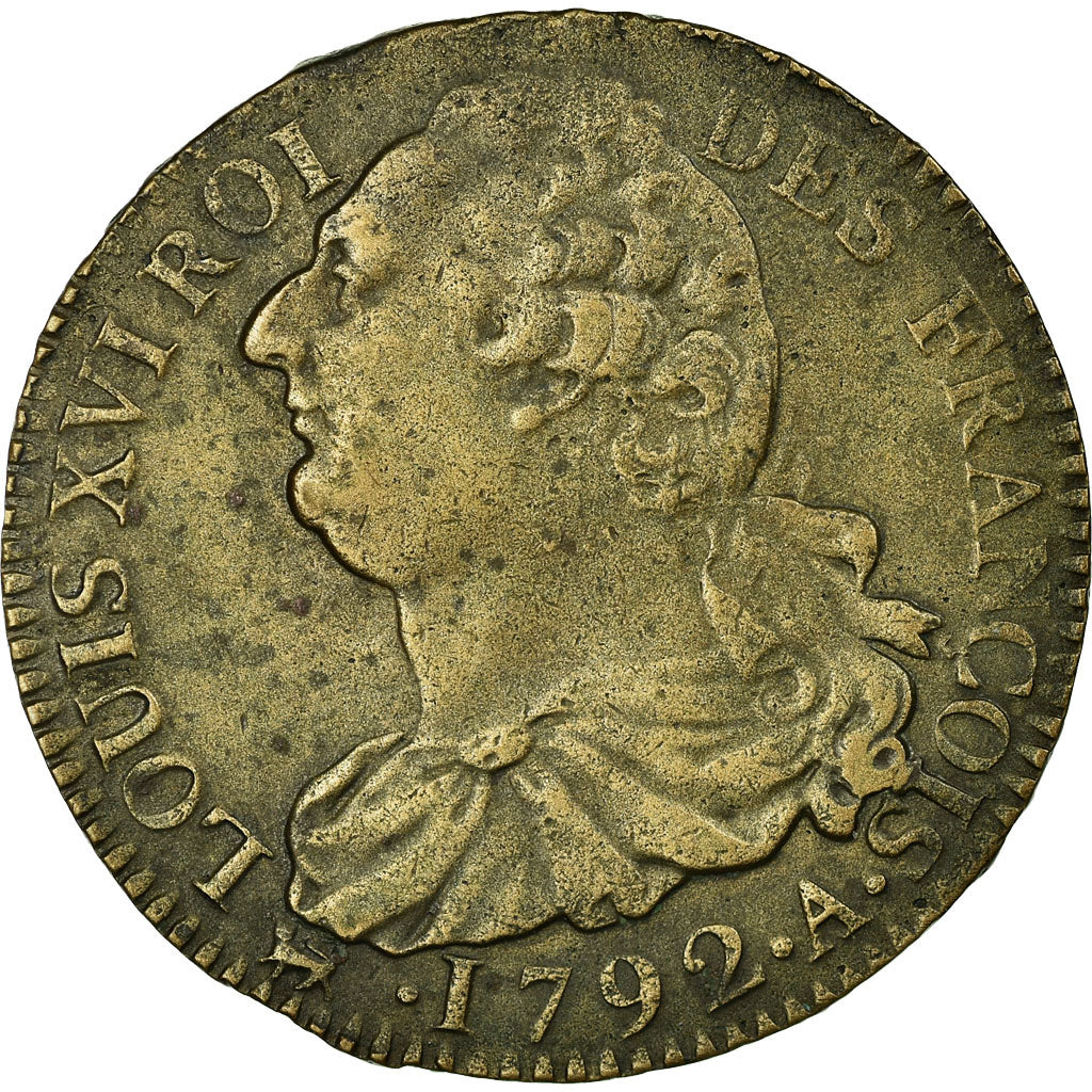 Moneda, Francia, Louis XVI, 2 sols françois, 2 Sols, 1792, Paris, MBC, Bronce
