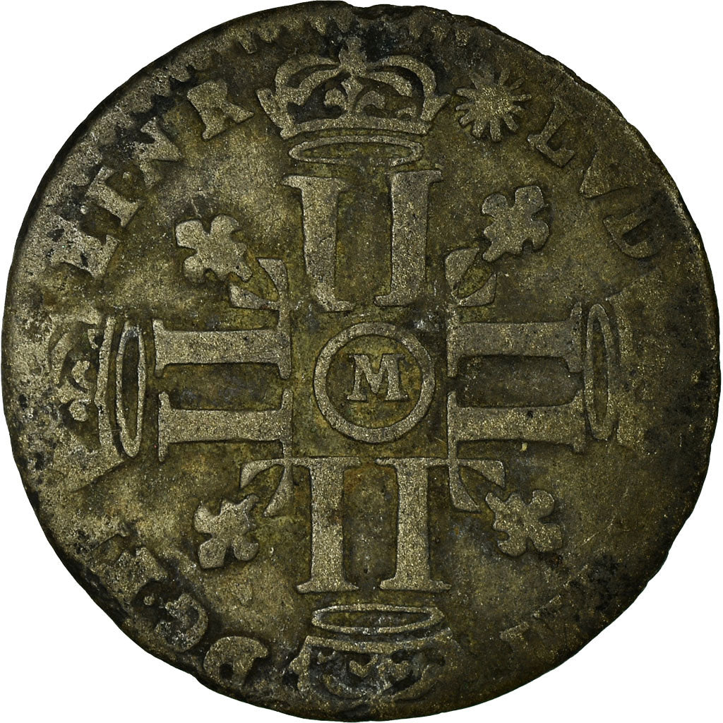 Coin, France, Louis XIV, Quinzain, 1693, Toulouse, VF(30-35), Billon, Gadoury:91