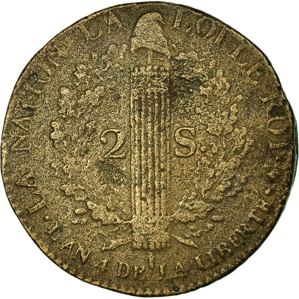 Monnaie, France, Louis XVI, 2 sols françois, 2 Sols, 1792, Toulouse, TB+