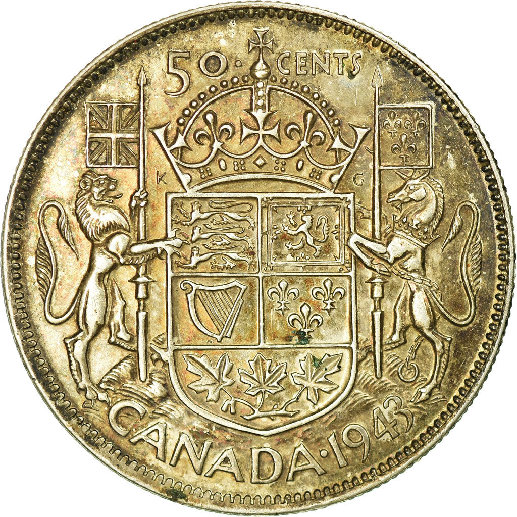 Münze, Kanada, George VI, 50 Cents, 1943, Royal Canadian Mint, Ottawa, SS+