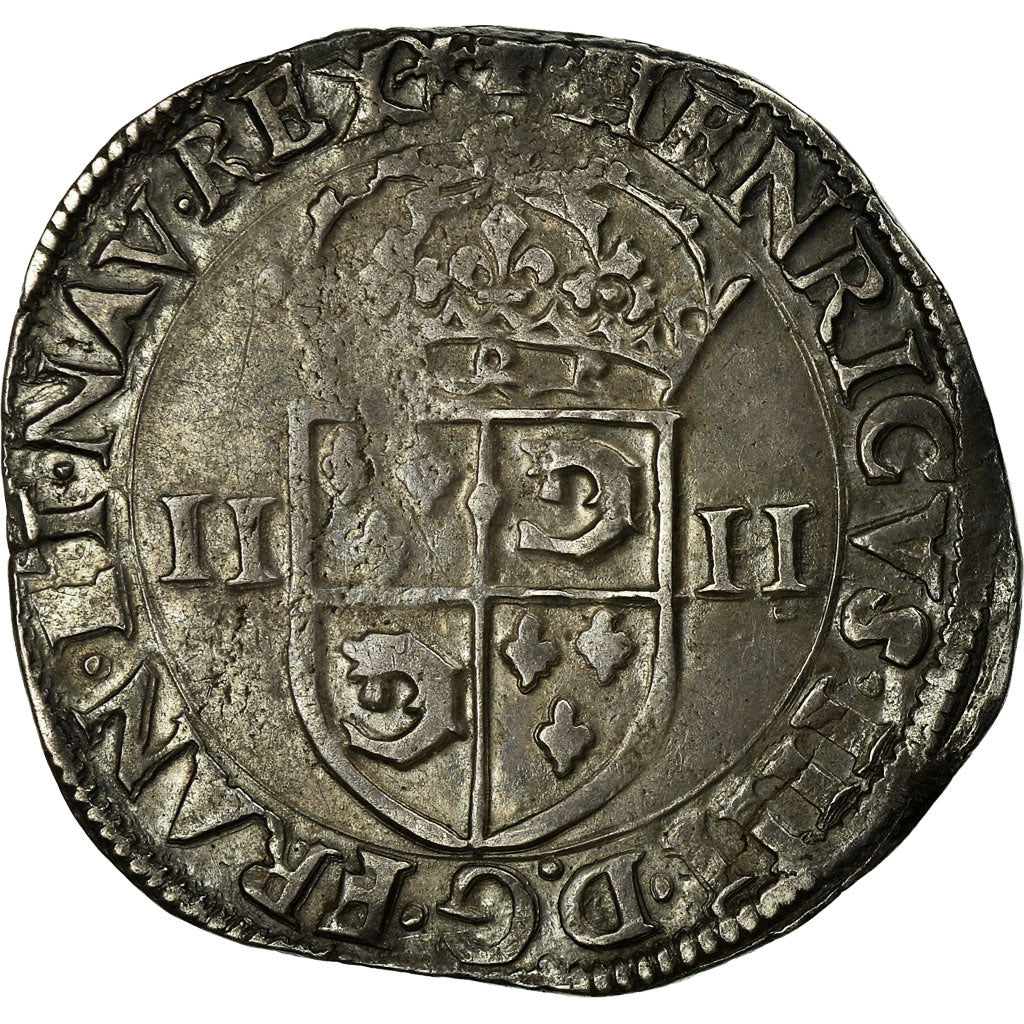 Moneta, Francia, Dauphiné, Henri IV, 1/4 Ecu, 1603, Grenoble, BB+, Argento