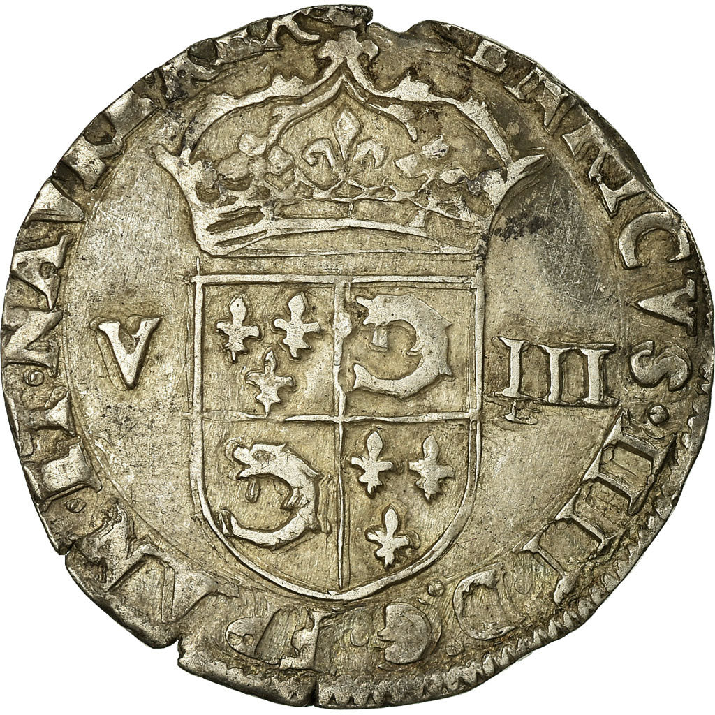 Monnaie, France, Dauphiné, Henri IV, 1/8 Ecu, 1602, Grenoble, TTB, Argent