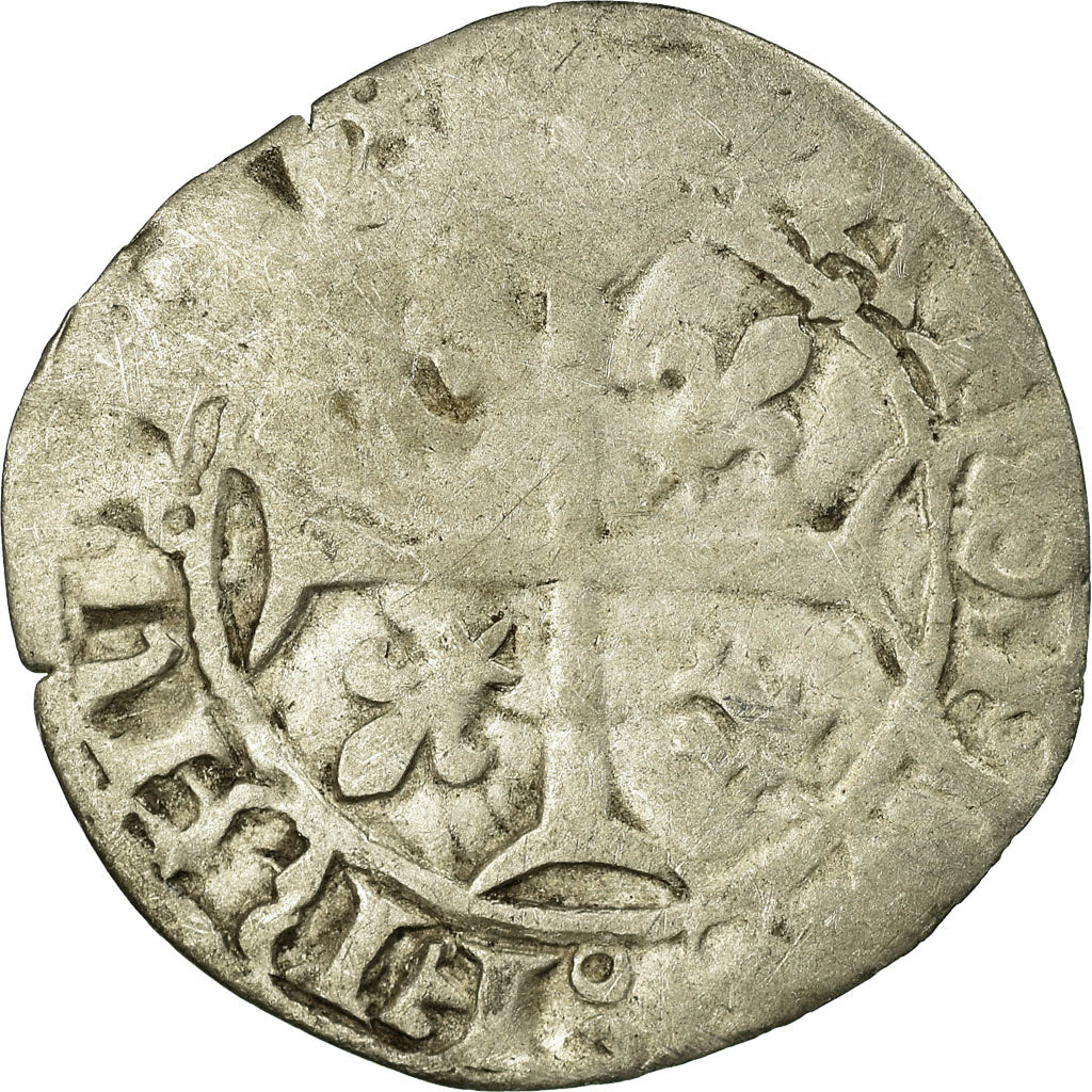 Monnaie, France, Dauphiné, Charles VII, Denier ou Petit Blanc, Romans, TB+