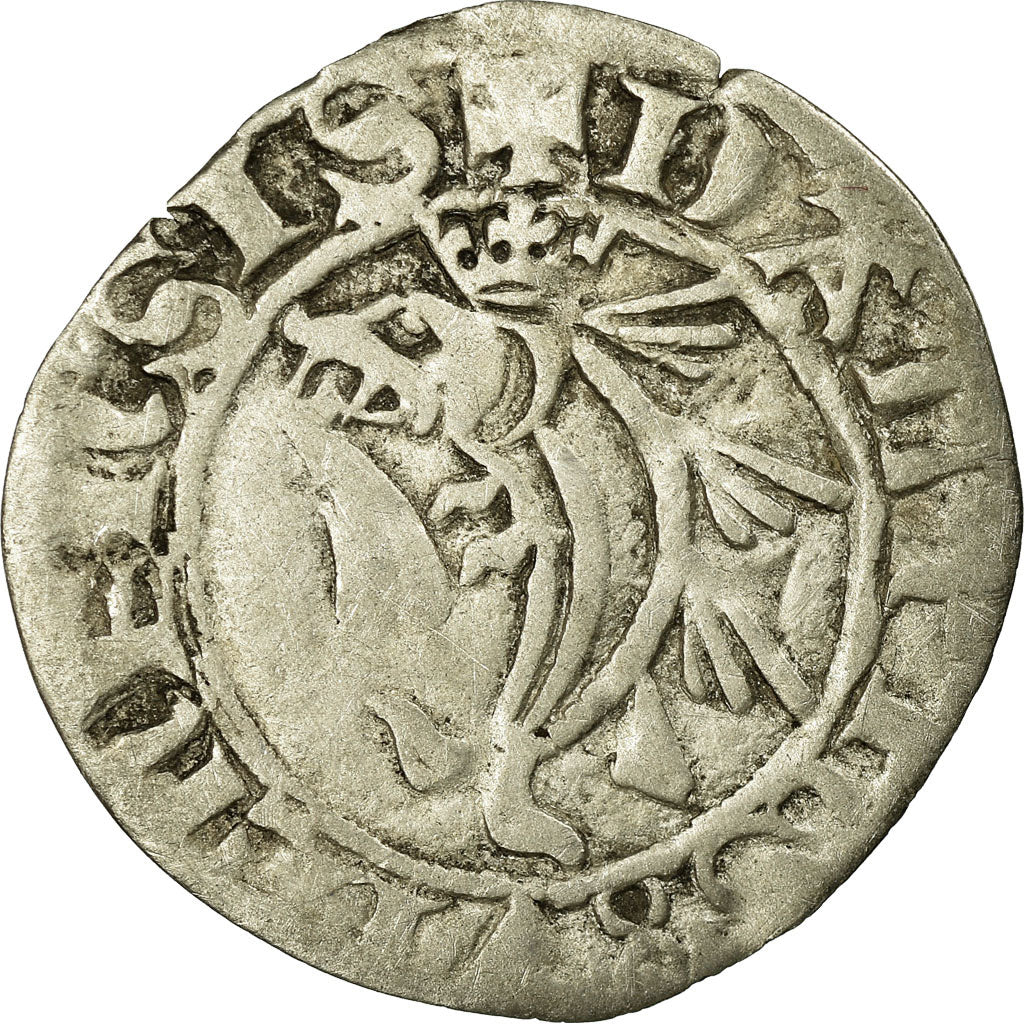 Monnaie, France, Dauphiné, Charles VII, Denier ou Petit Blanc, Romans, TB+