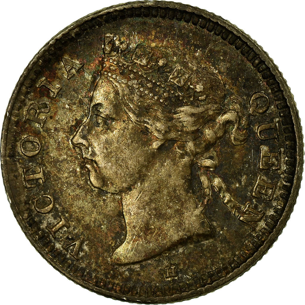 Moneta, Hong Kong, Victoria, 5 Cents, 1890, Heaton, AU(55-58), Srebro, KM:5