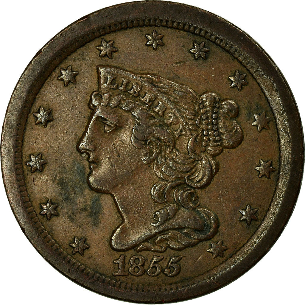 Coin, United States, Braided Hair Half Cent, Half Cent, 1855, U.S. Mint