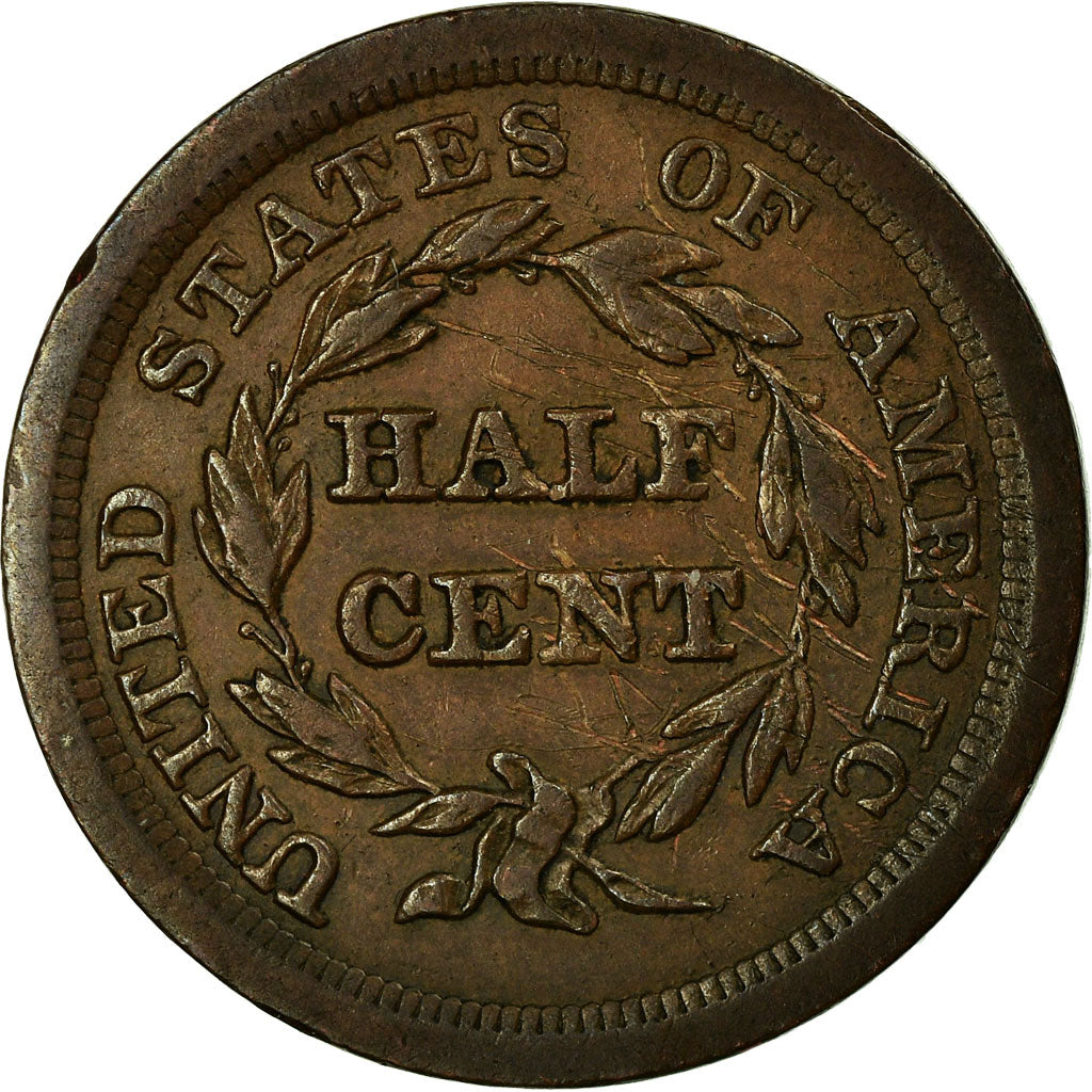 Coin, United States, Braided Hair Half Cent, Half Cent, 1855, U.S. Mint