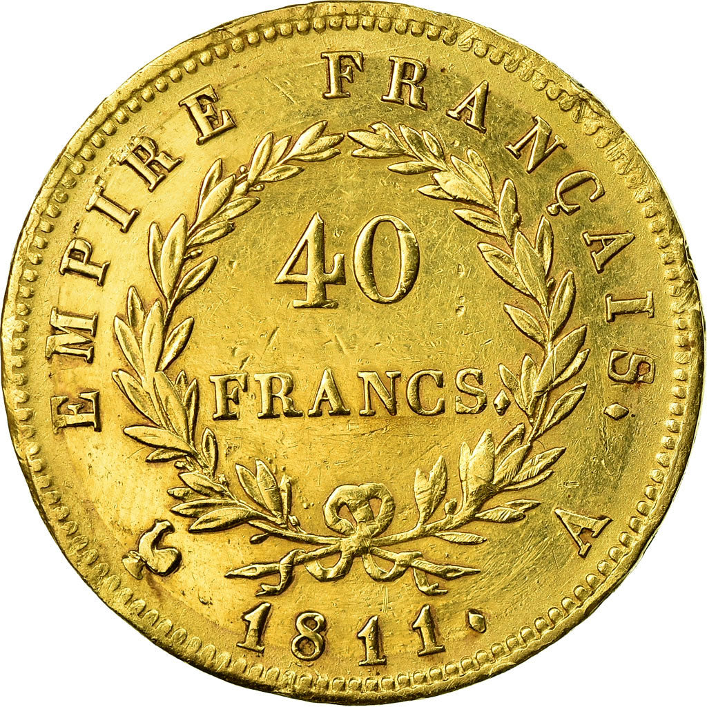 Moneta, Francia, Napoléon I, 40 Francs, 1811, Paris, BB, Oro, KM:696.1
