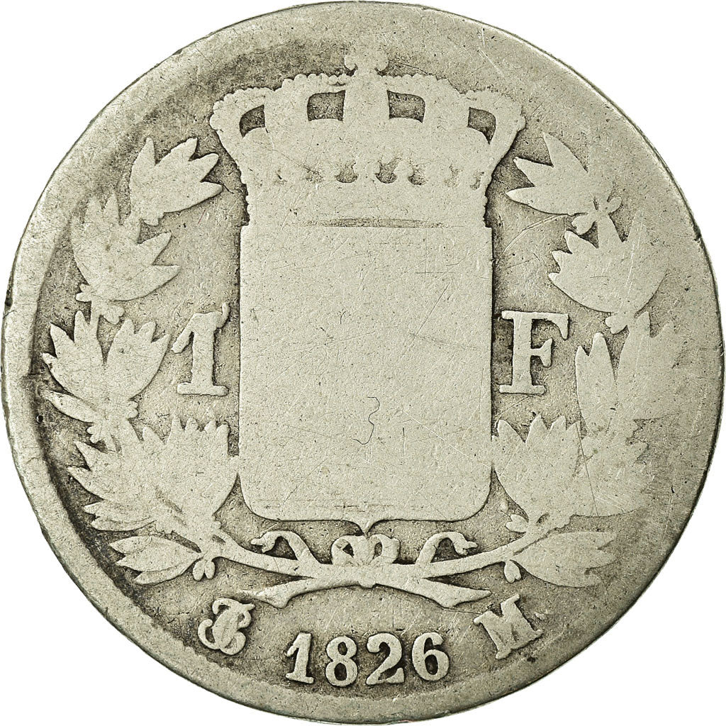 Moneta, Francja, Charles X, Franc, 1826, Toulouse, VG(8-10), Srebro, KM:724.9