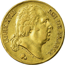 Monnaie, France, Louis XVIII, 20 Francs, 1818, Paris, TTB, Or, Gadoury:1028