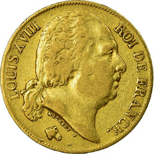 Moeda, França, Louis XVIII, Louis XVIII, 20 Francs, 1819, Paris, EF(40-45)