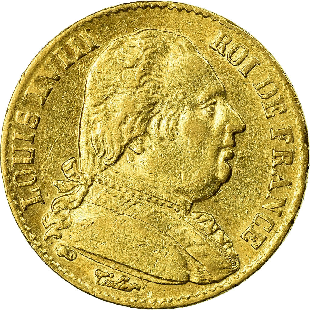 Coin, France, Louis XVIII, Louis XVIII, 20 Francs, 1814, Paris, EF(40-45), Gold