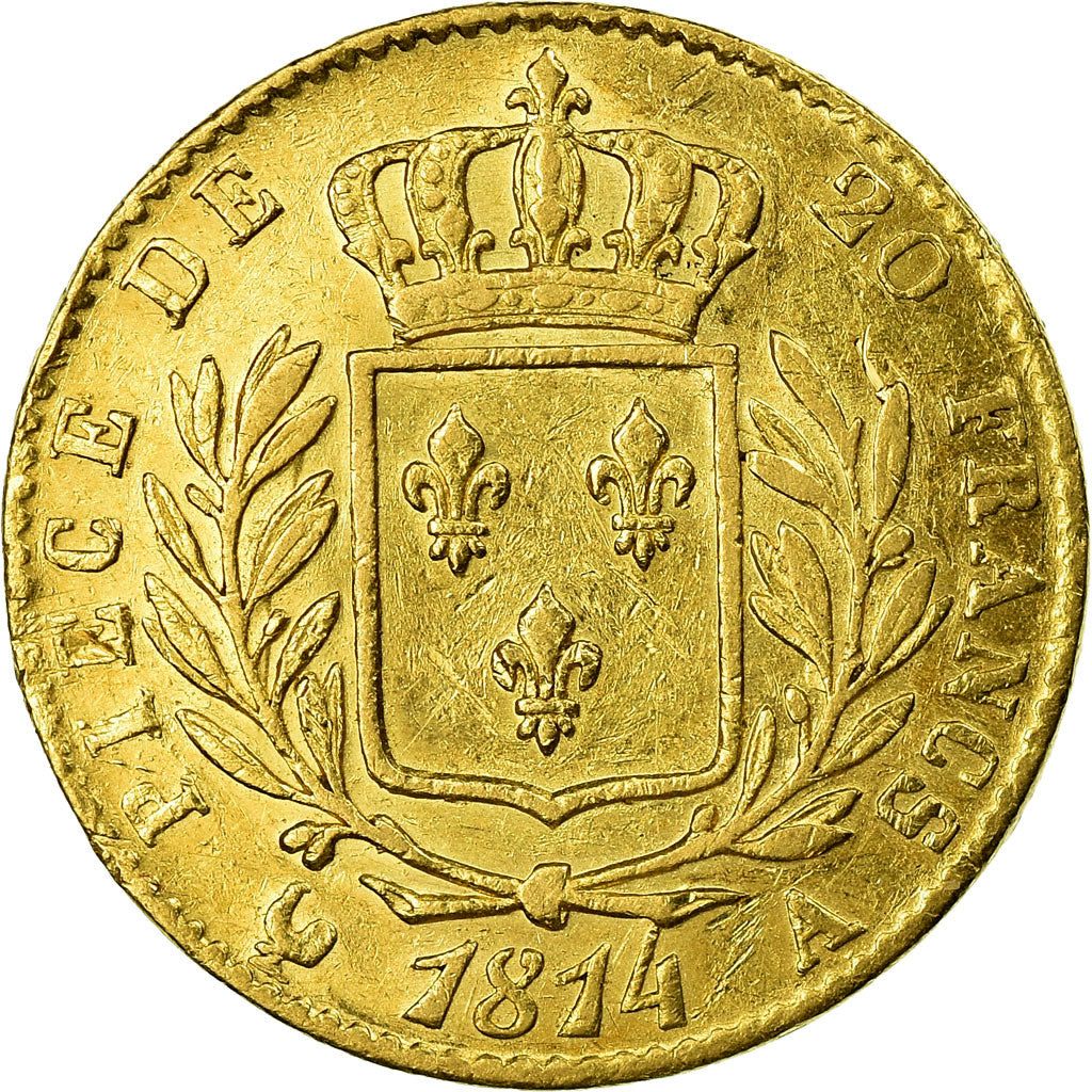 Coin, France, Louis XVIII, Louis XVIII, 20 Francs, 1814, Paris, EF(40-45), Gold