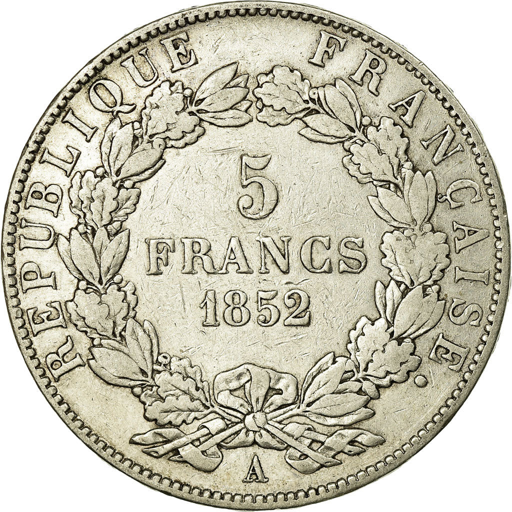 Coin, France, Napoléon III, 5 Francs, 1852, Paris, VF(30-35), Silver, KM:773.1