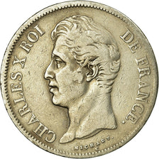 Coin, France, Charles X, 5 Francs, 1827, Paris, VF(30-35), Silver, KM:728.1