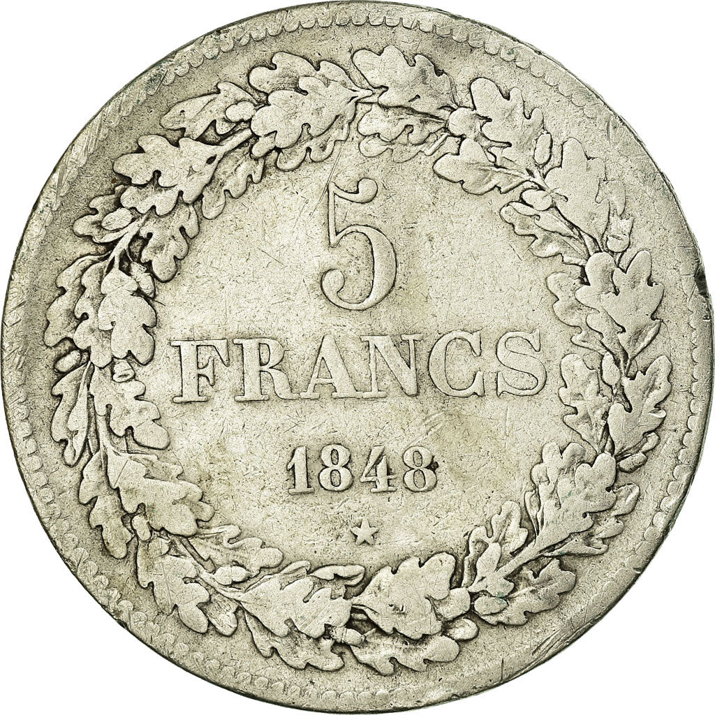 Coin, Belgium, Leopold I, 5 Francs, 5 Frank, 1848, VF(30-35), Silver, KM:3.2