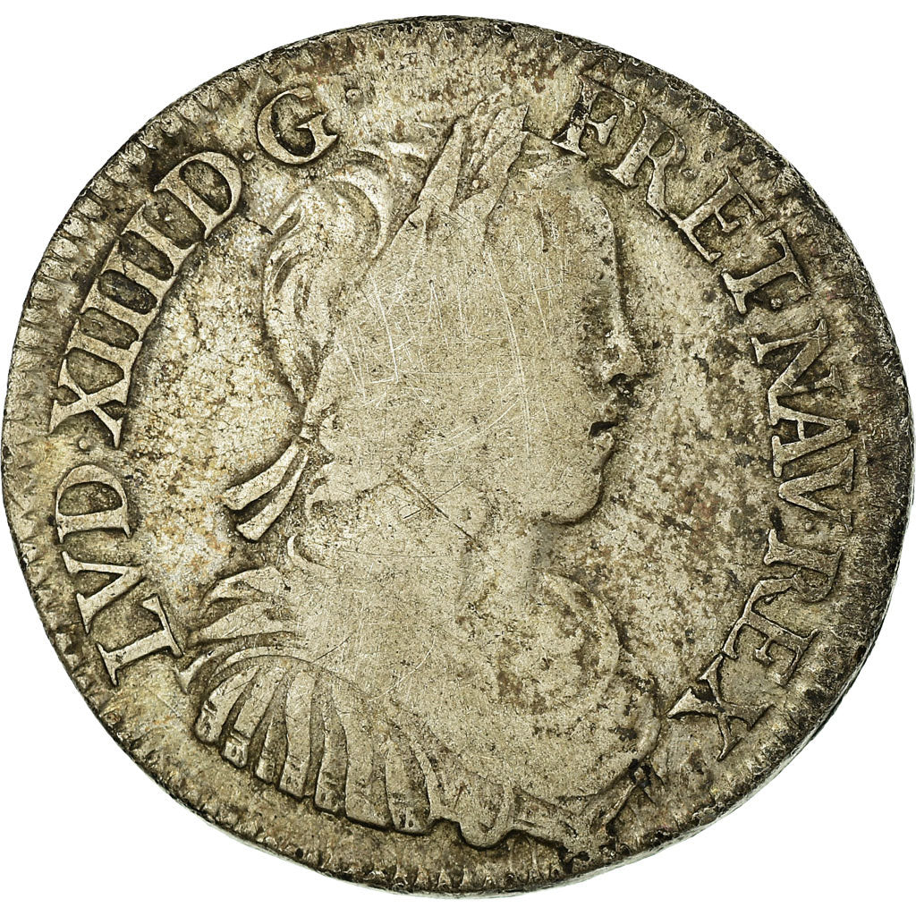 Coin, France, Louis XIV, 1/2 Écu à la mèche longue, 1652, Bourges