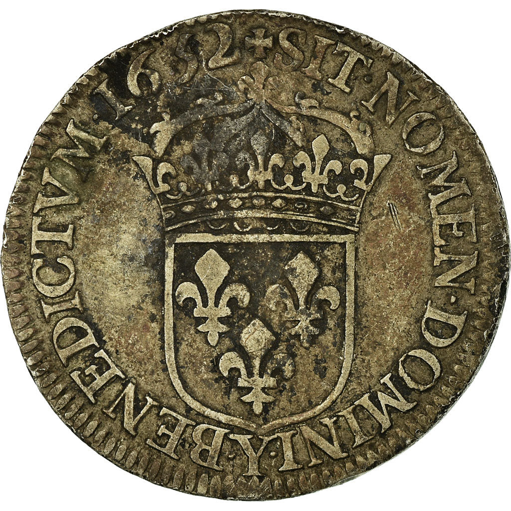 Coin, France, Louis XIV, 1/2 Écu à la mèche longue, 1652, Bourges