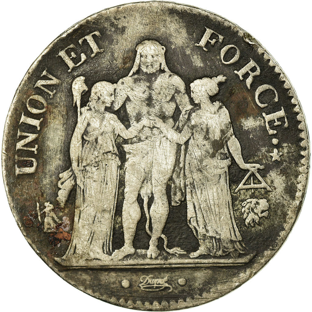 Monnaie, France, Union et Force, 5 Francs, AN 9, Bayonne, TB+, Argent
