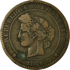 Monnaie, France, Cérès, 10 Centimes, 1876, Bordeaux, TB, Bronze, Gadoury:265a