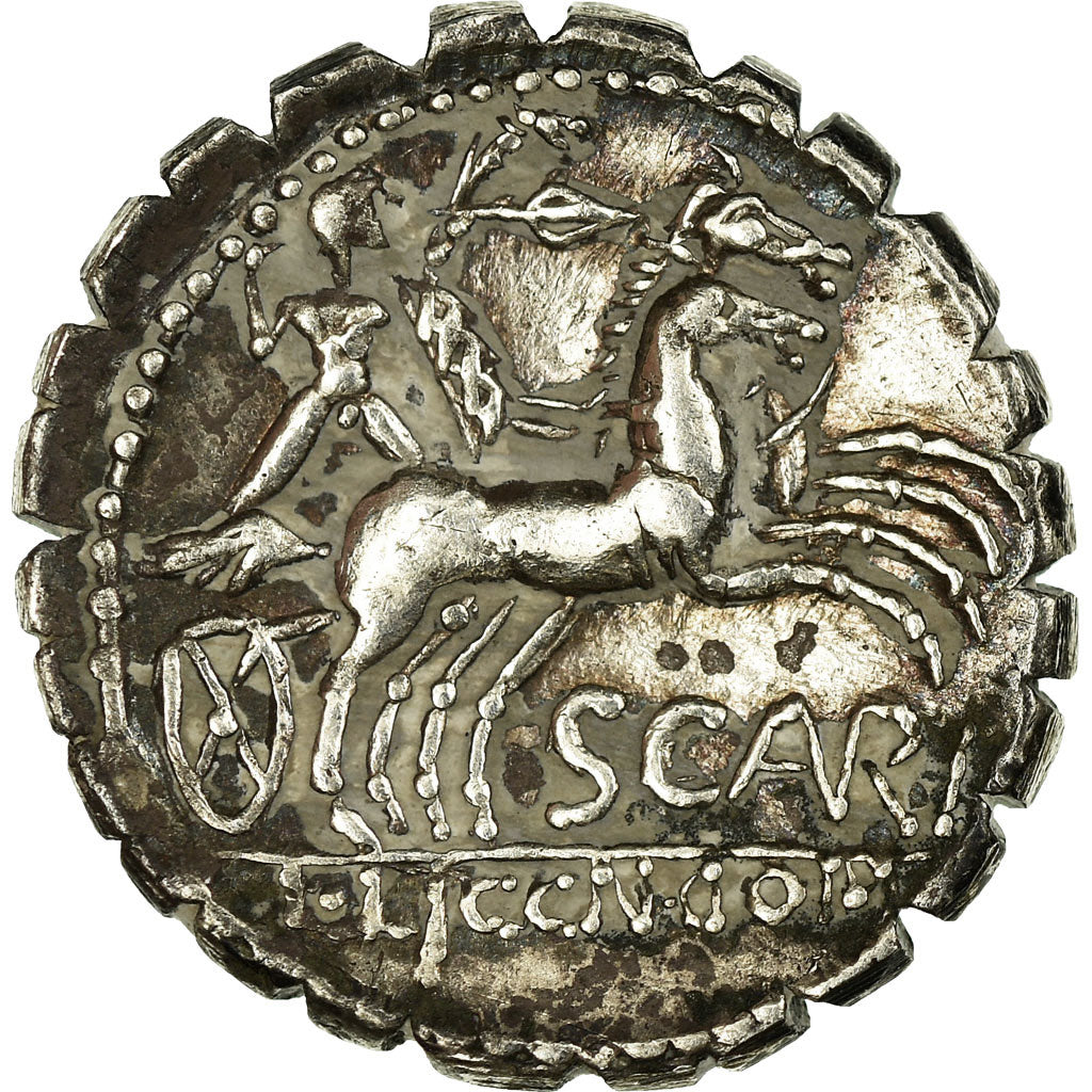 Coin, Aurelia, Denarius Serratus, 118 BC, Narbo, AU(50-53), Silver
