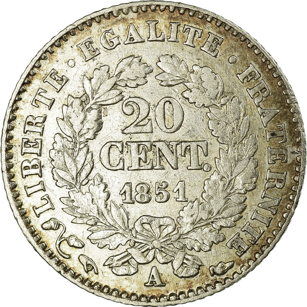 Münze, Frankreich, Cérès, 20 Centimes, 1851, Paris, SS, Silber, KM:758.1