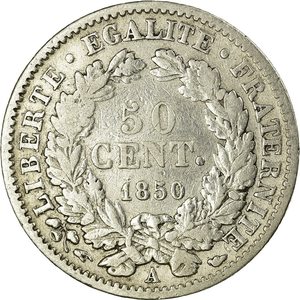 Coin, France, Cérès, 50 Centimes, 1850, Paris, VF(30-35), Silver, KM:769.1