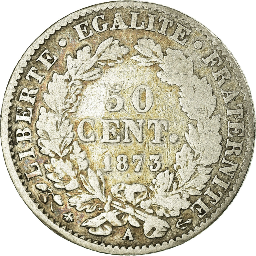 Münze, Frankreich, Cérès, 50 Centimes, 1873, Paris, S, Silber, KM:834.1