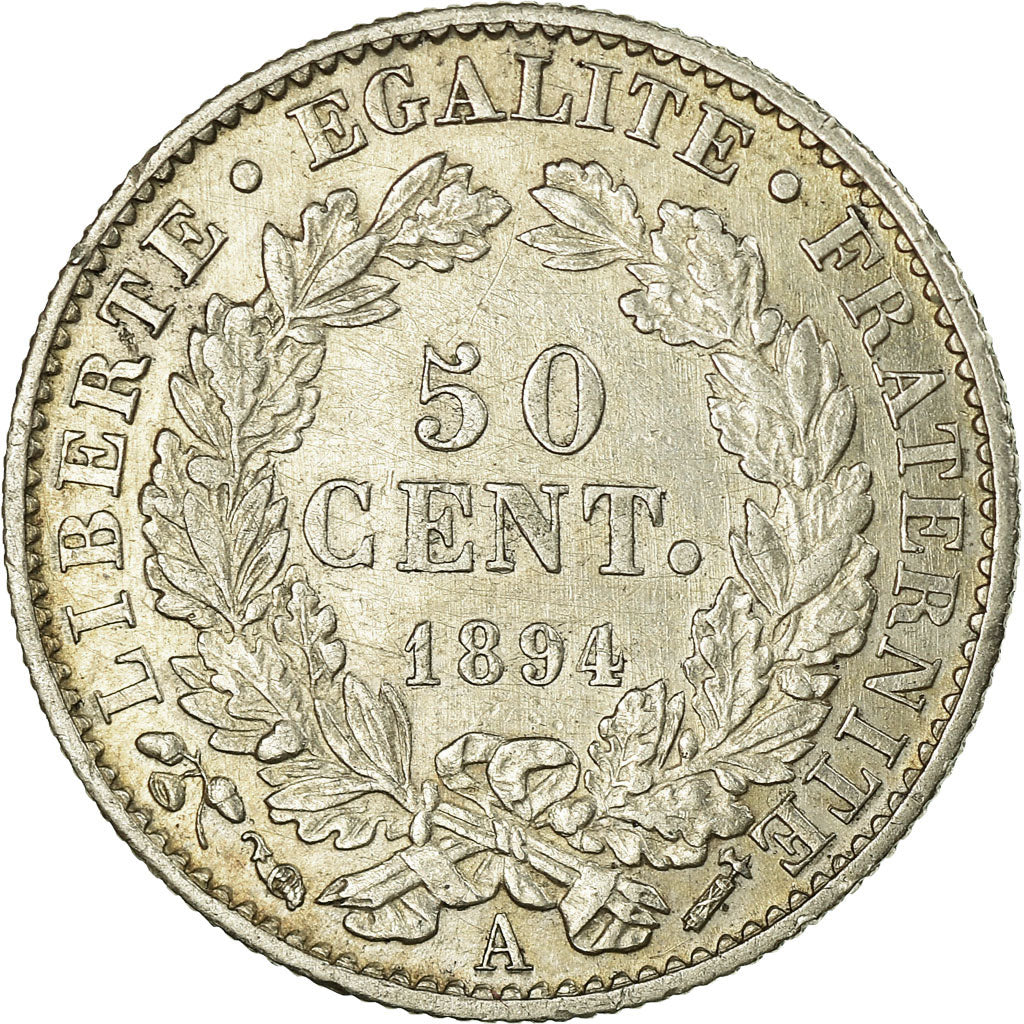 Coin, France, Cérès, 50 Centimes, 1894, Paris, AU(55-58), Silver, KM:834.1