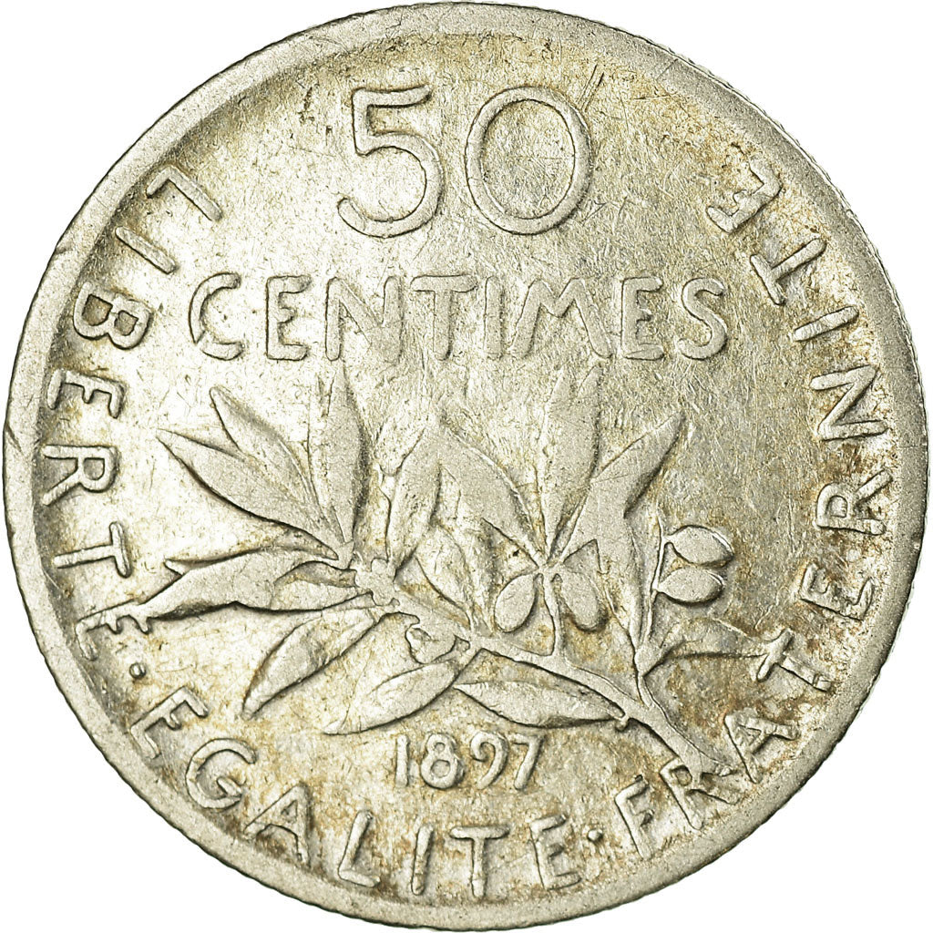 Coin, France, Semeuse, 50 Centimes, 1897, Paris, VF(30-35), Silver, KM:854