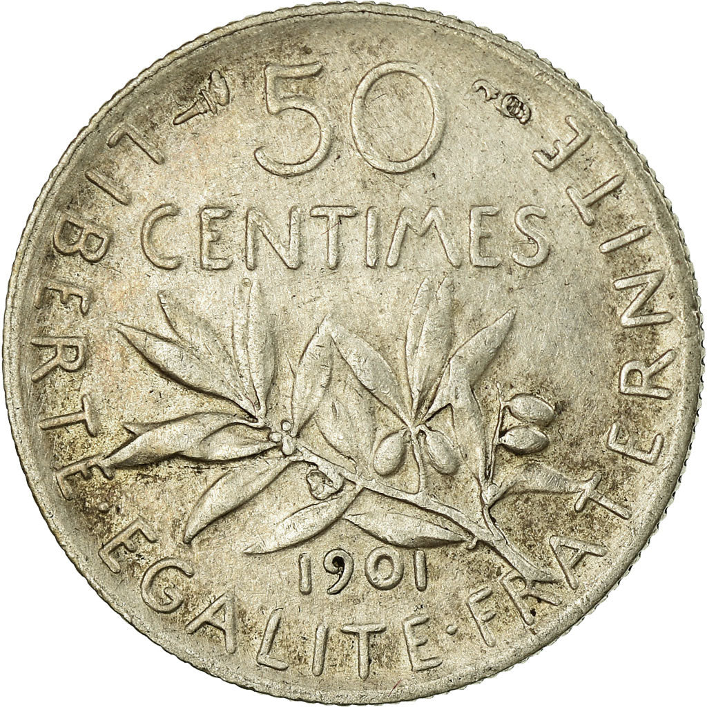 Coin, France, Semeuse, 50 Centimes, 1901, Paris, EF(40-45), Silver, KM:854